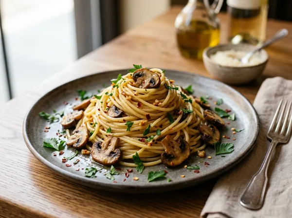Spaghetti Aglio Olio Mushroom