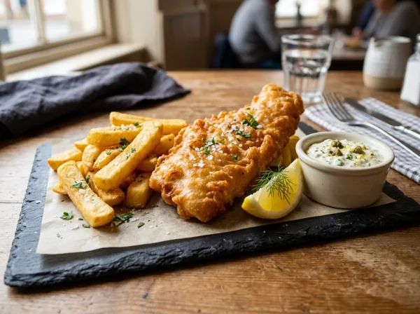 Fish and Chips with Tartar Sauce